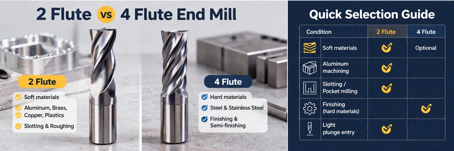 2 flute vs 4 flute end mill comparison