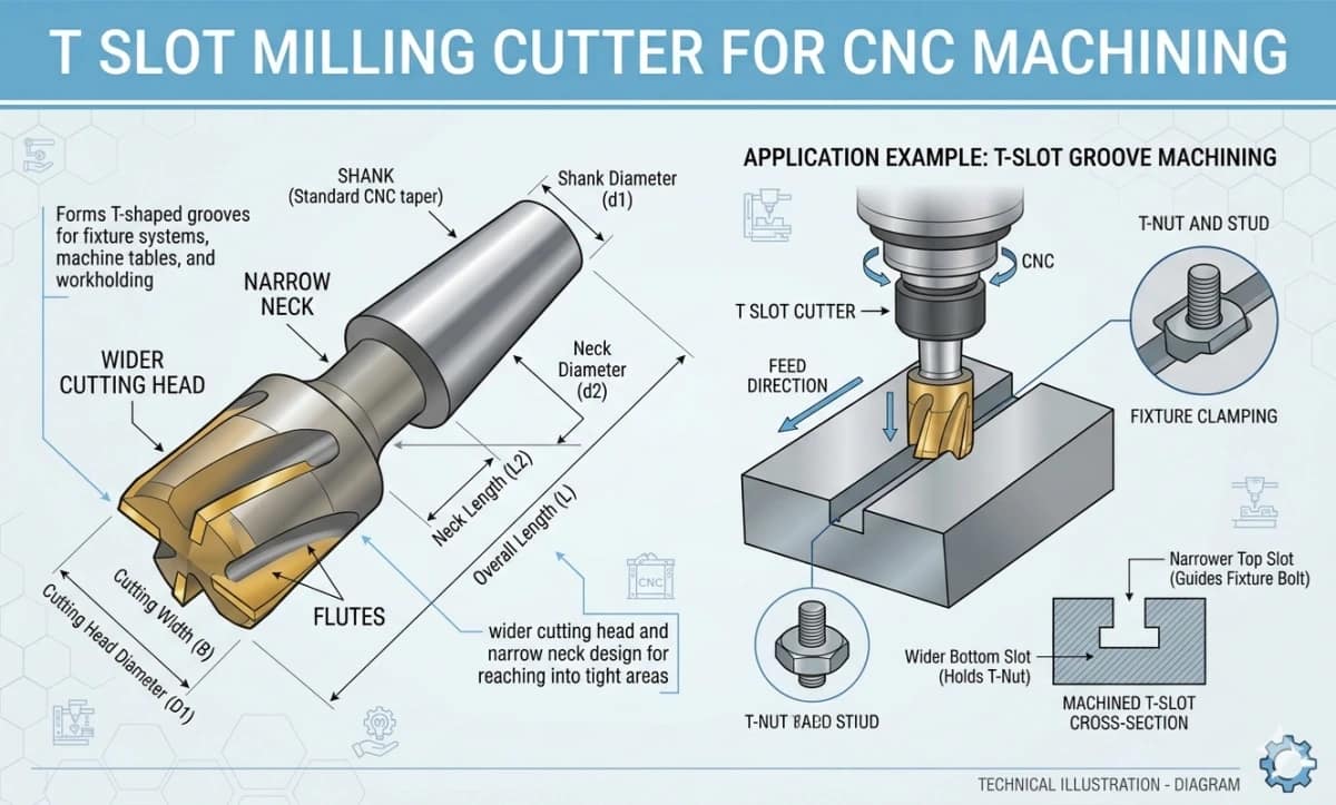 t slot milling cutter for CNC machining