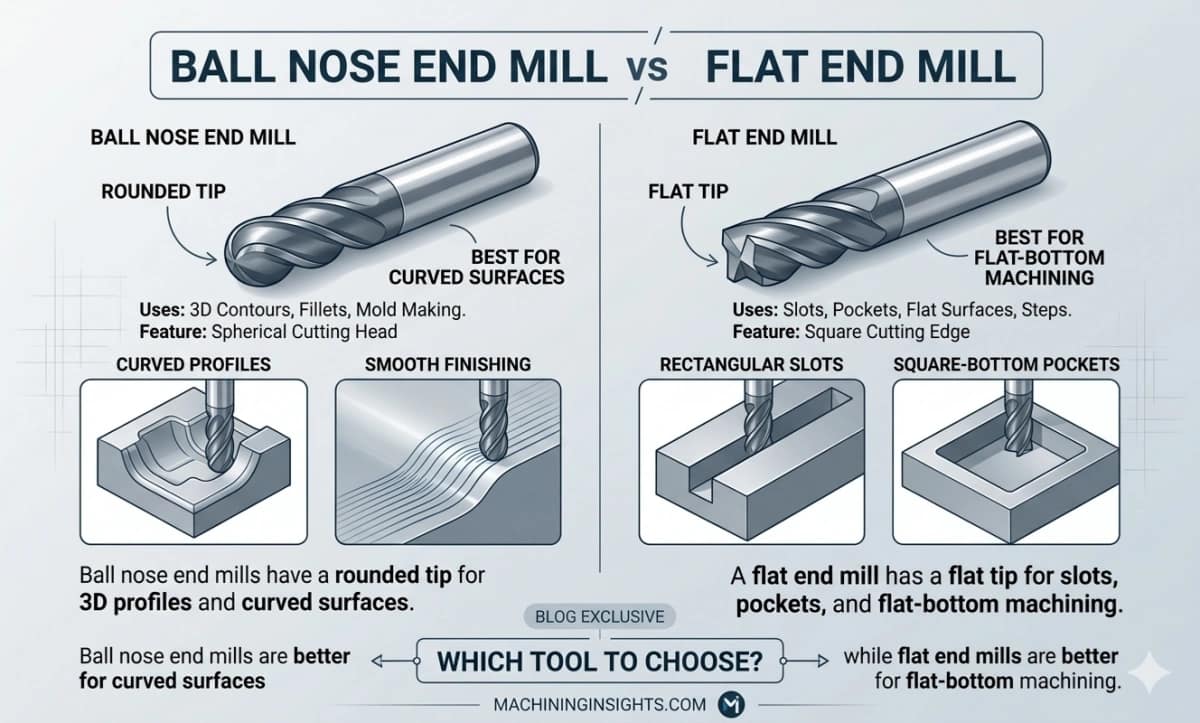 ball nose end mill vs flat end mill