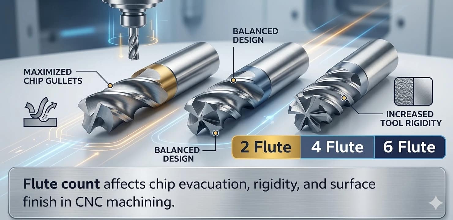 2 flute vs 4 flute vs 6 flute end mill comparison