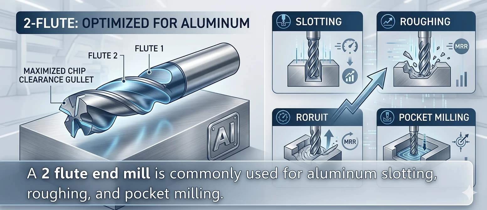 2 flute end mill for aluminum machining