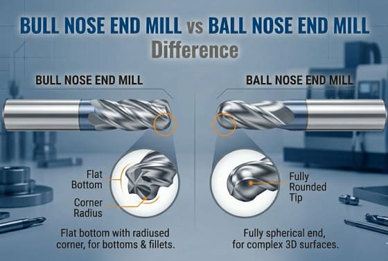 Bull Nose End Mill vs Ball Nose End Mill comparison